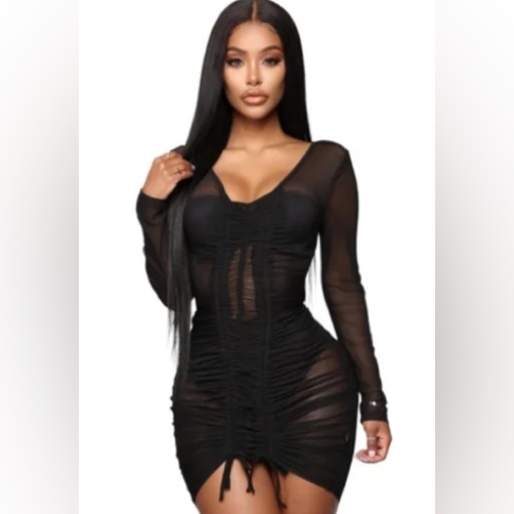 Fashion Nova Black Sheer Mini Dress - Picture 1 of 4